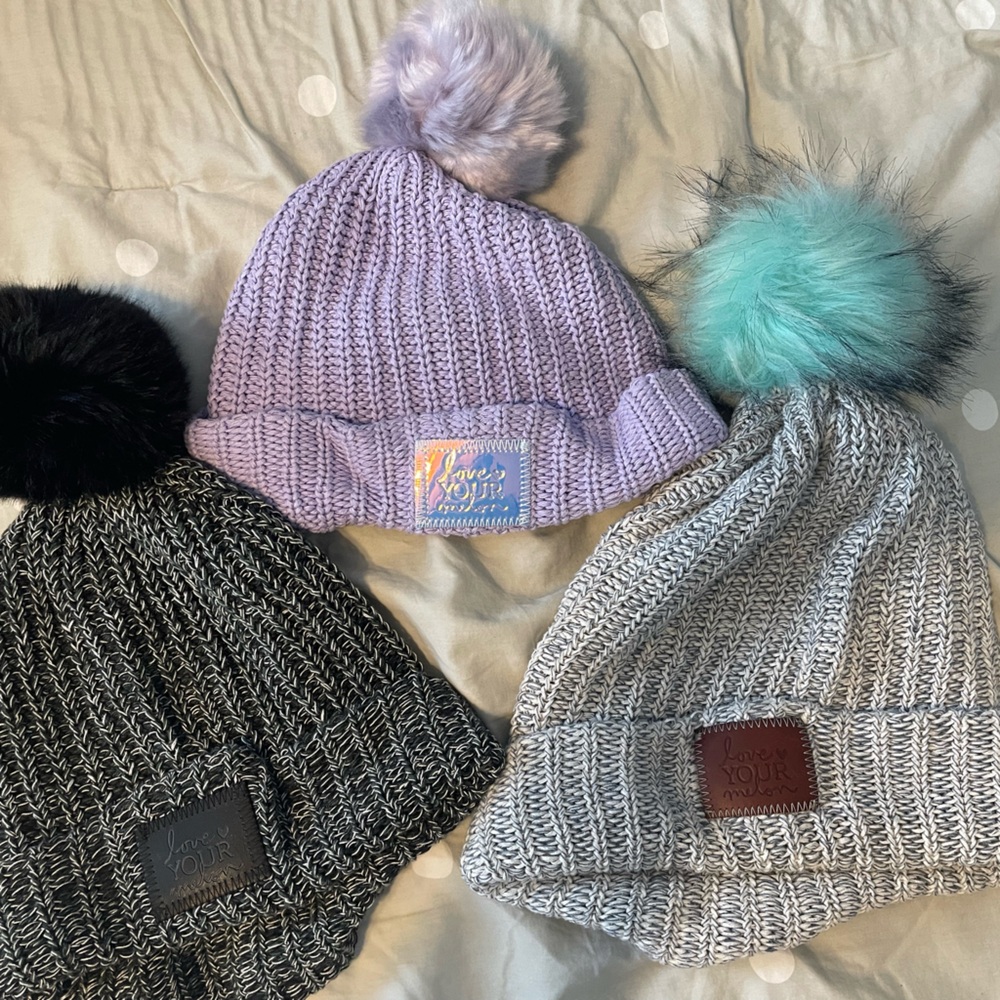 3 pack Love Your Melon Pom Hats
